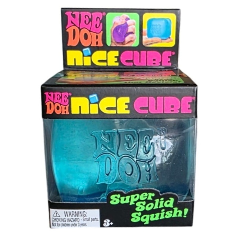 New NeeDoh Nice Cube Blue Super Solid Squish Fidget Toy Stress Ball Sensory